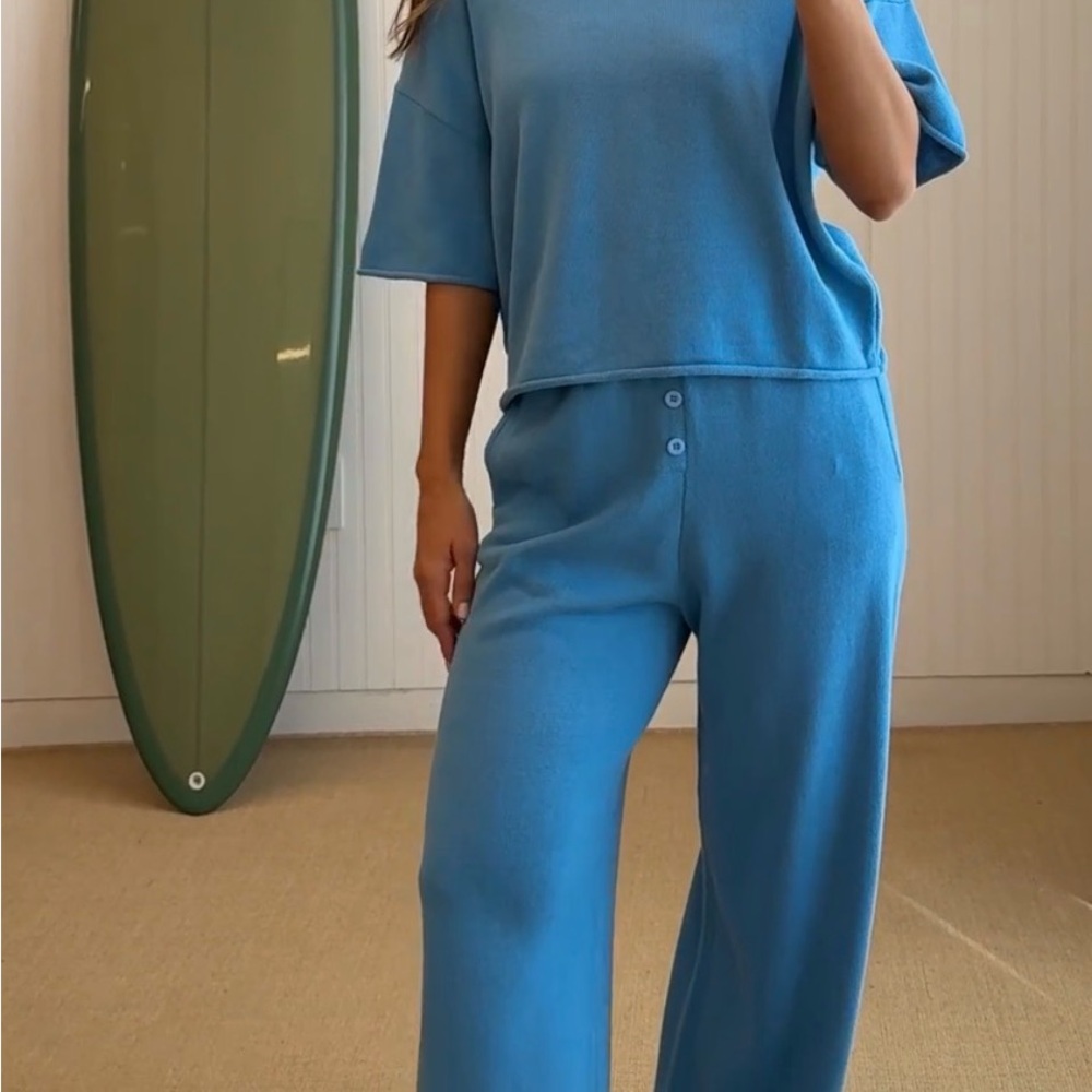 Daily Drills Beach Knit resort Malibu Blue Pants - Picture 6 of 8
